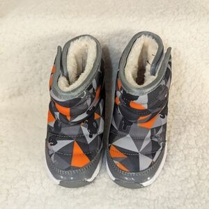 Gray and Orange High-Top Boots with Sturdy Sole